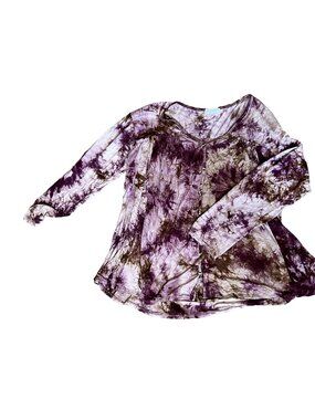 CHICSOUL Purple Tie Dye Print Flare Pullover Blouse